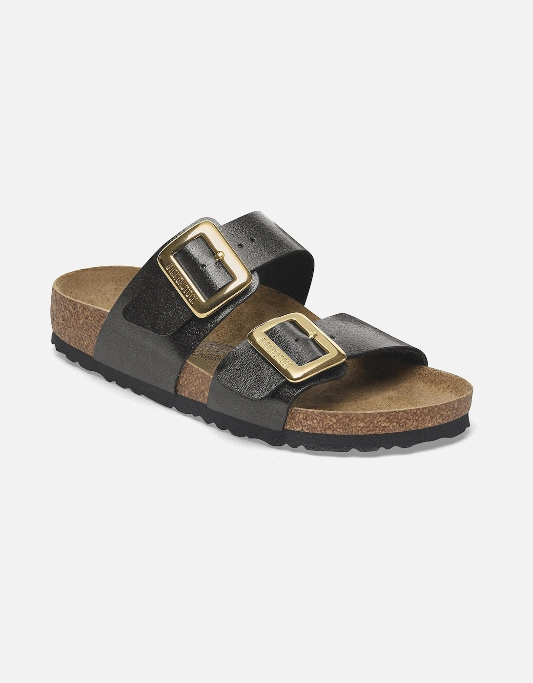 Sydney Cushion Big Buckle Womens Birko-Flor Patent Sandals - Graceful Licorice