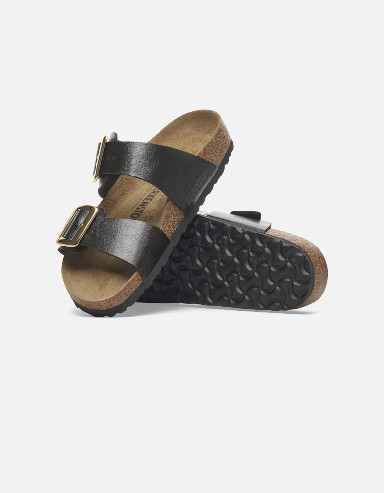 Sydney Cushion Big Buckle Womens Birko-Flor Patent Sandals - Graceful Licorice