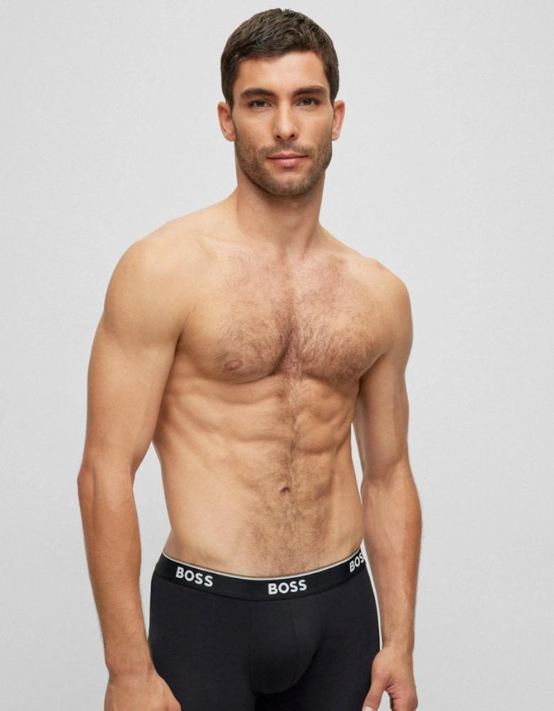 BOSS Orange Power Three Pack Mens Stretch Cotton Boxer Briefs With Logos NOS - Black 001
