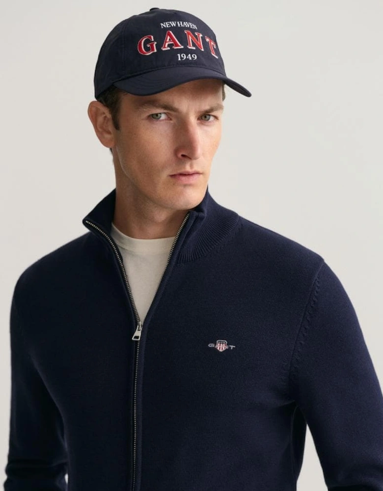 Mens Casual Cotton Zip Cardigan - 433 Evening Blue