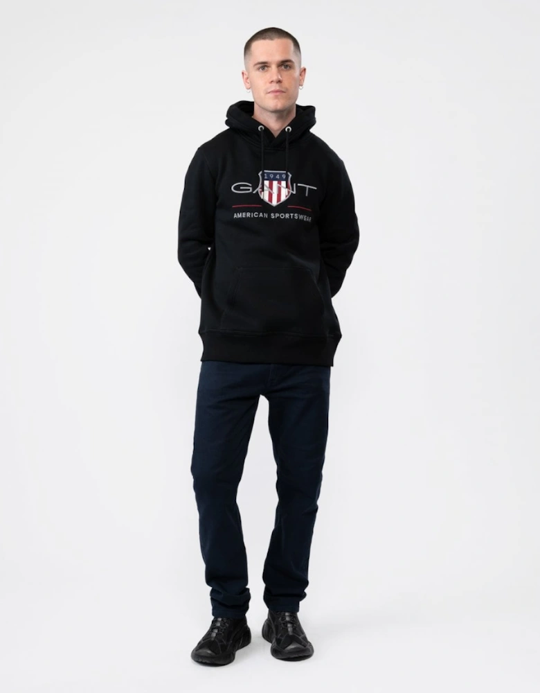 Mens Regular FIt Archive Shield Pullover Hoodie - 5 Black