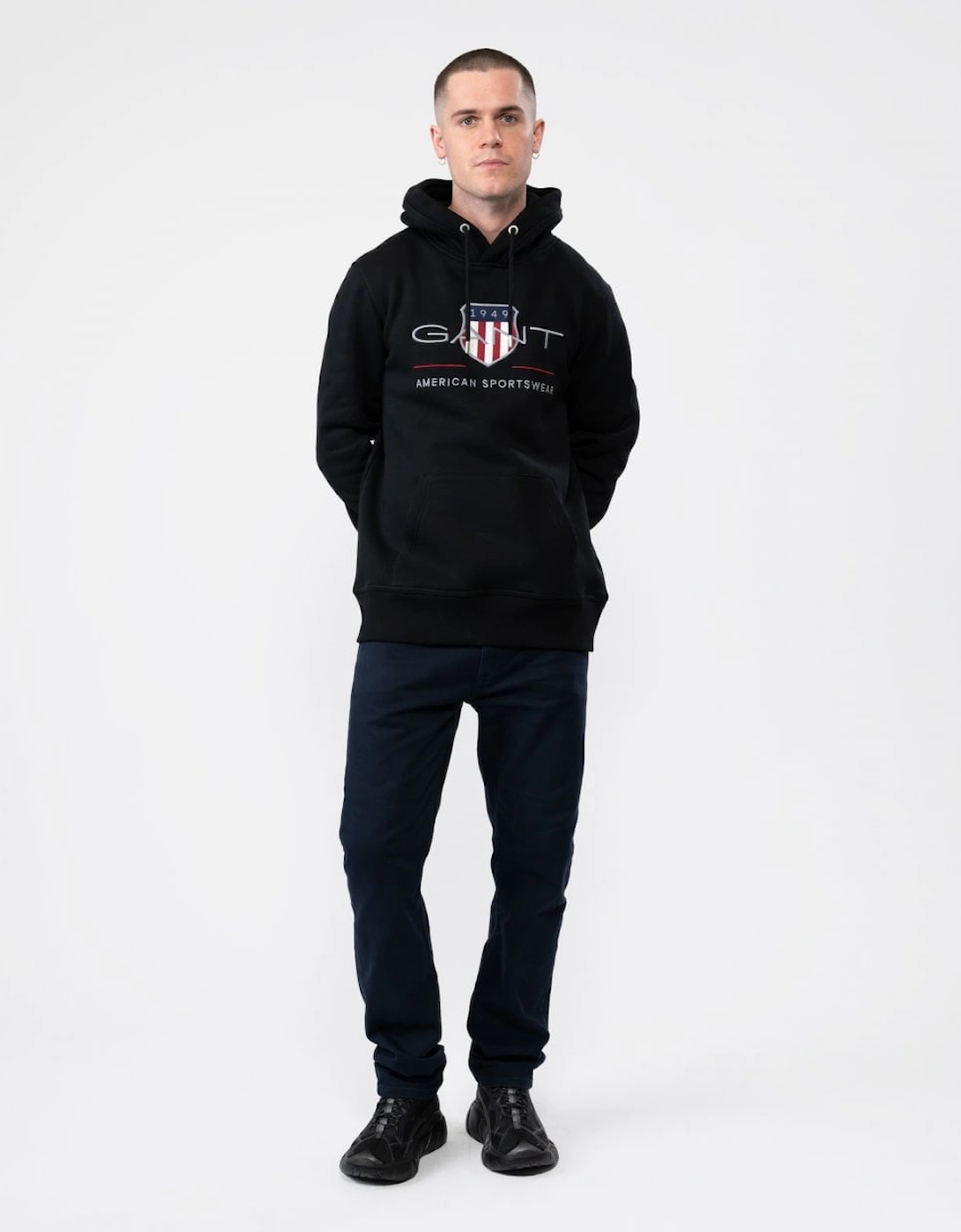 Mens Regular FIt Archive Shield Pullover Hoodie - 5 Black