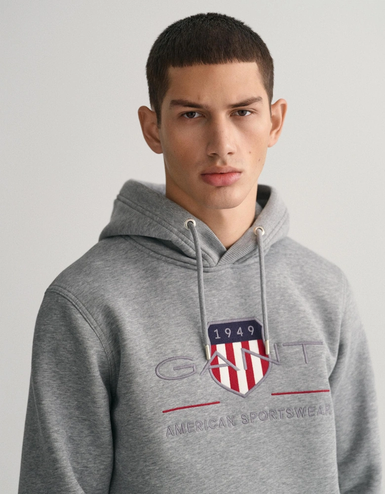 Mens Regular FIt Archive Shield Pullover Hoodie - 93 Grey Melange