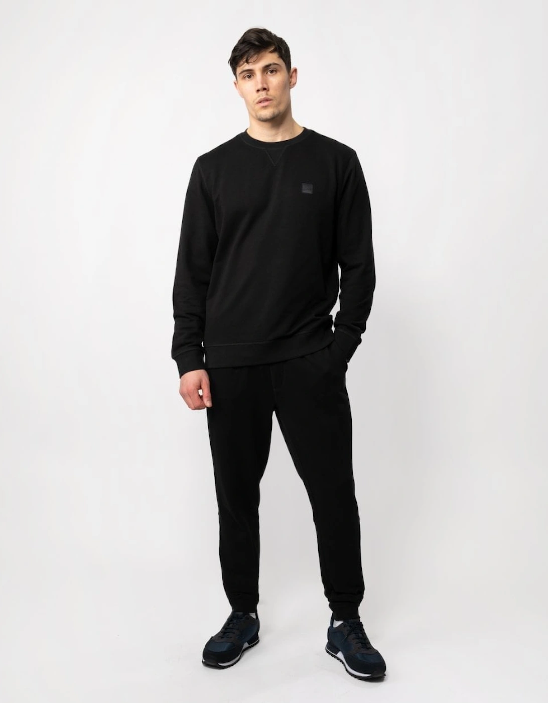 BOSS Orange Westart Mens Crew Neck Sweatshirt With Logo Patch NOS - Black 001