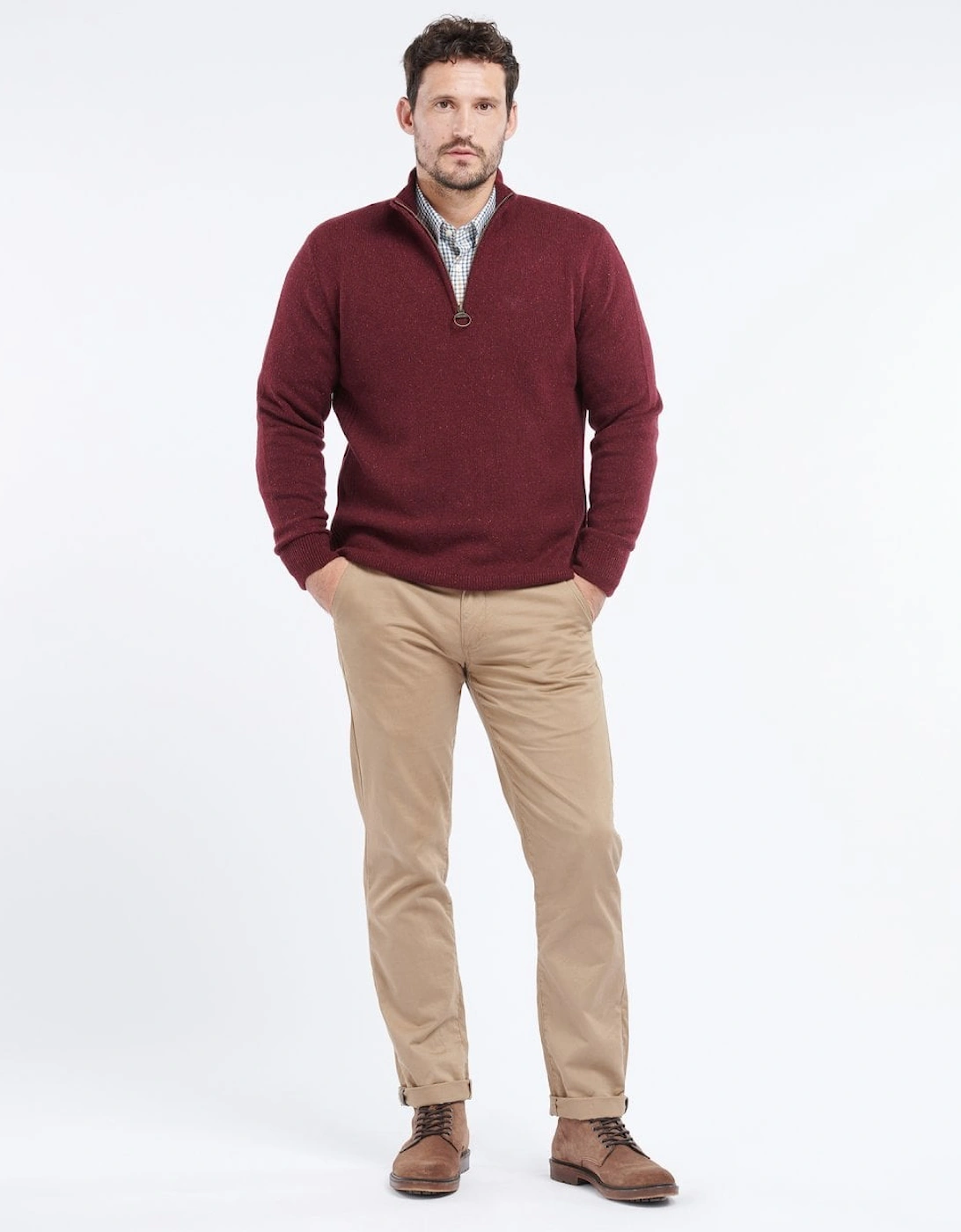 Tisbury Half Zip Mens Sweatshirt - Ruby