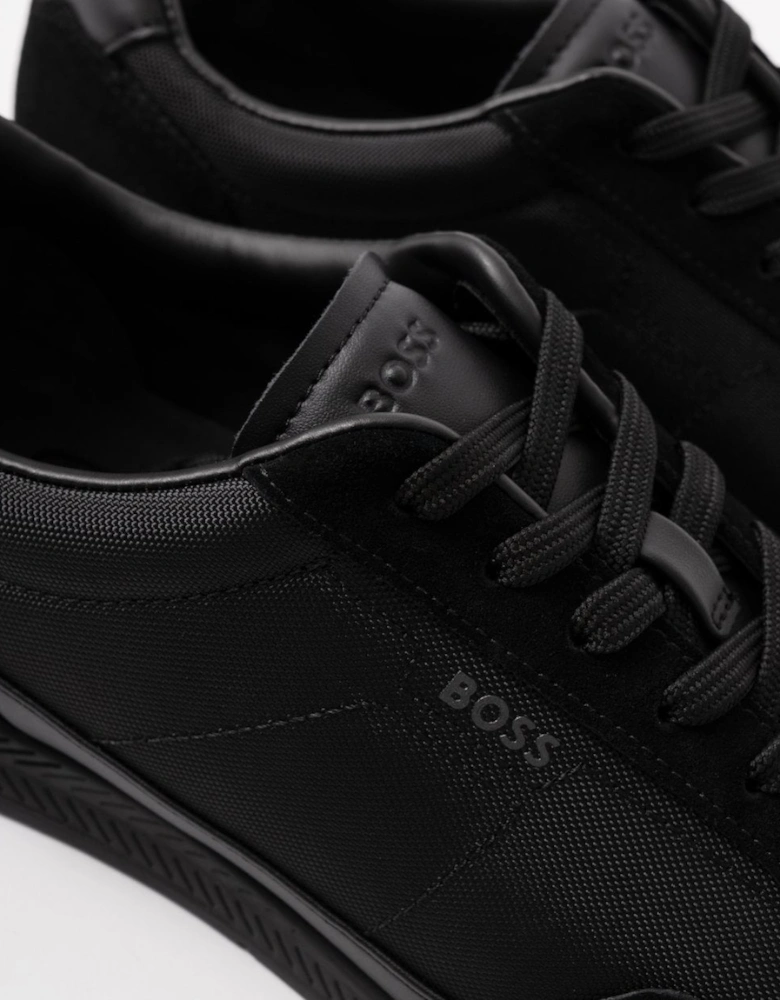 BOSS Orange Titanium Mens Mixed Material Lace-Up Trainers with Suede Trims - Black 005