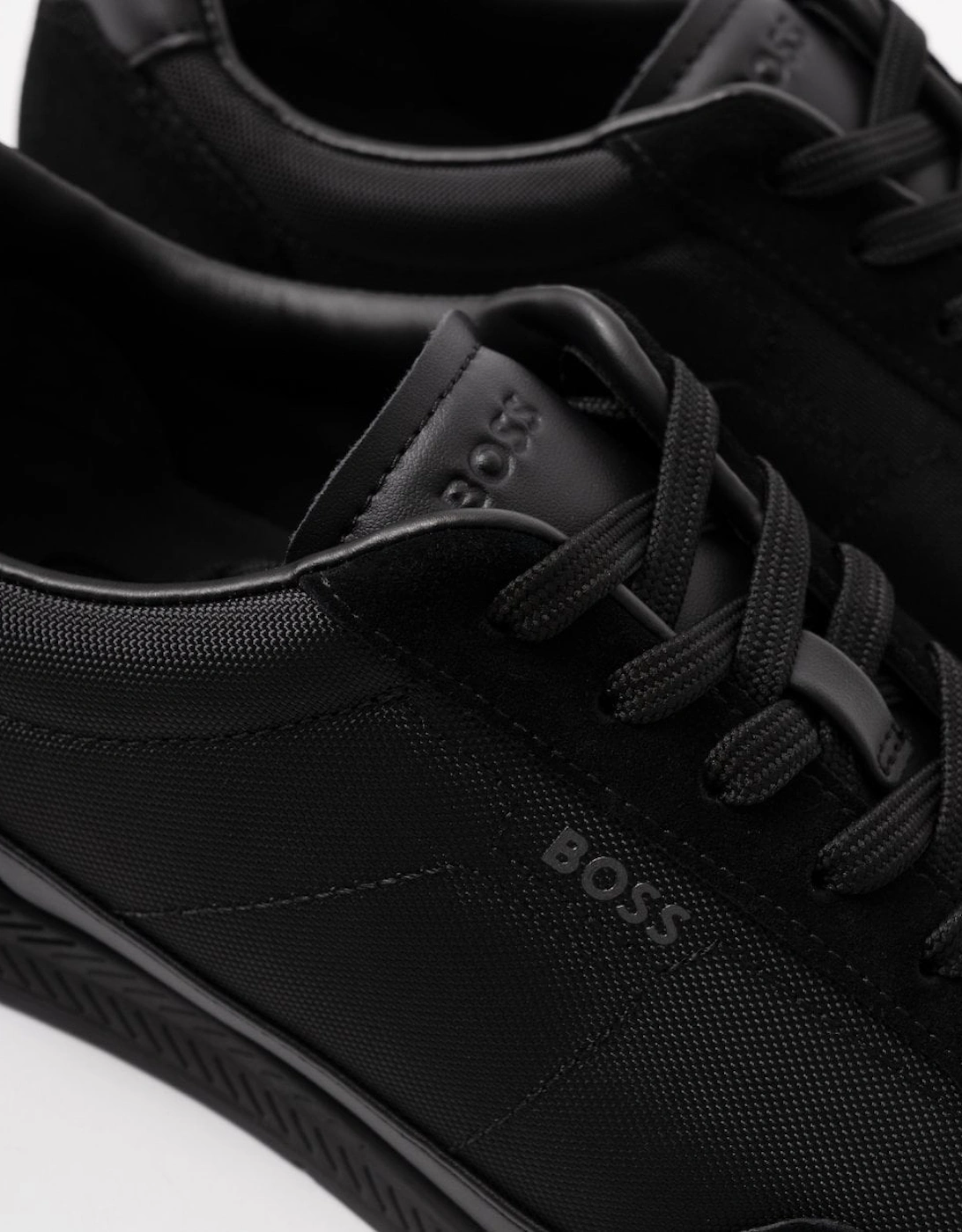 BOSS Orange Titanium Mens Mixed Material Lace-Up Trainers with Suede Trims - Black 005