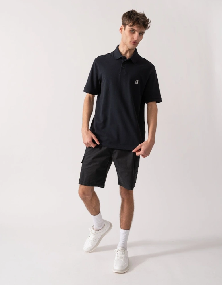 Mens Embroidered A|X Monogram Short Sleeve Polo Shirt - Deep Navy UB101