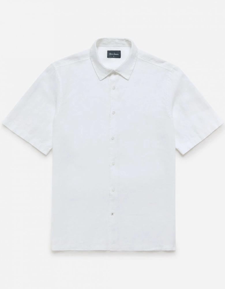 Somerton Mens Short Sleeve Linen Shirt - White
