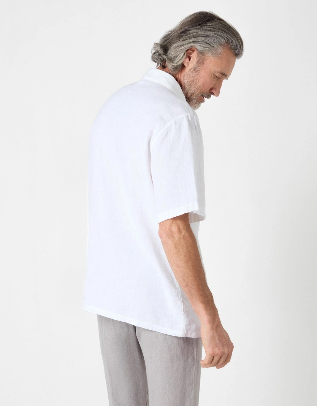 Somerton Mens Short Sleeve Linen Shirt - White