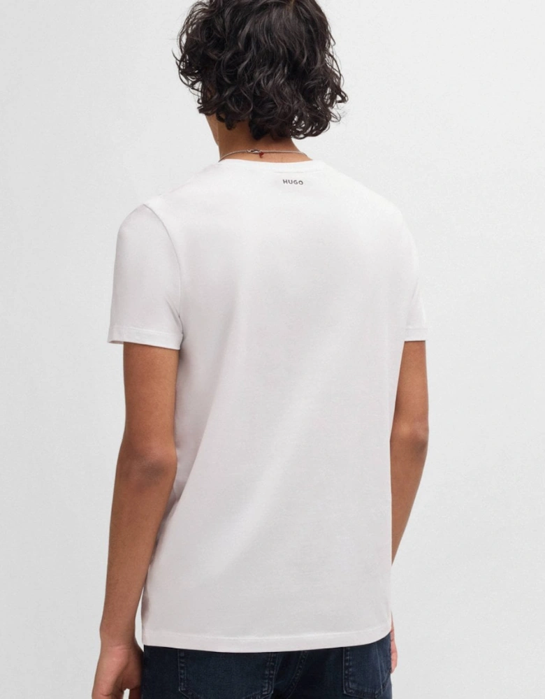 HUGO Round Mens Two-Pack of Slim-Fit T-Shirts in Stretch Cotton NOS - White/Black 960