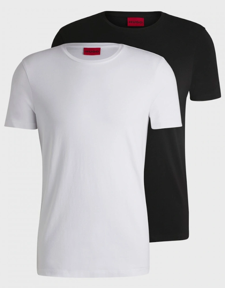 HUGO Round Mens Two-Pack of Slim-Fit T-Shirts in Stretch Cotton NOS - White/Black 960