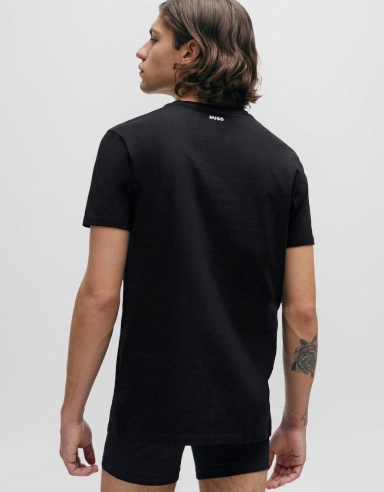 HUGO Round Mens Two-Pack of Slim-Fit T-Shirts in Stretch Cotton NOS - Black 001