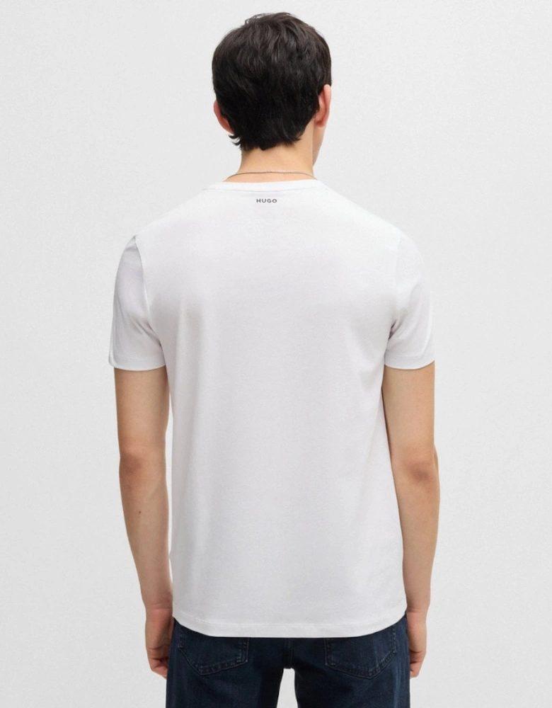 HUGO Round Mens Two-Pack of Slim-Fit T-Shirts in Stretch Cotton NOS - White 100