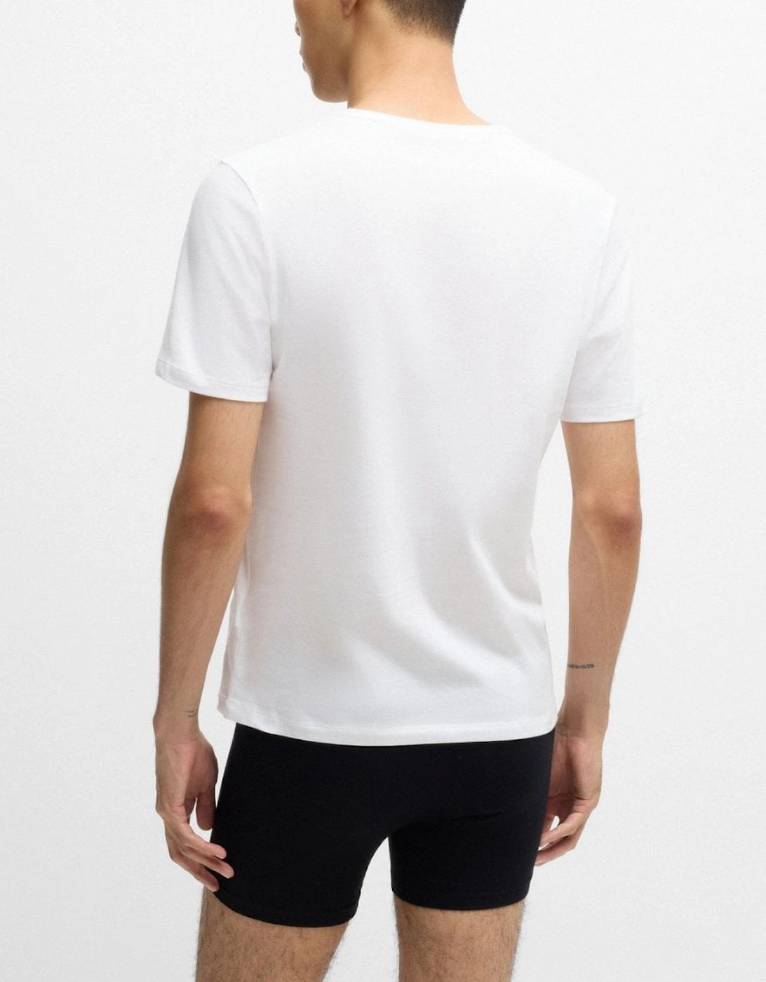 HUGO Mens  Three-Pack of Underwear T-Shirts in Cotton with Logos NOS - White 100