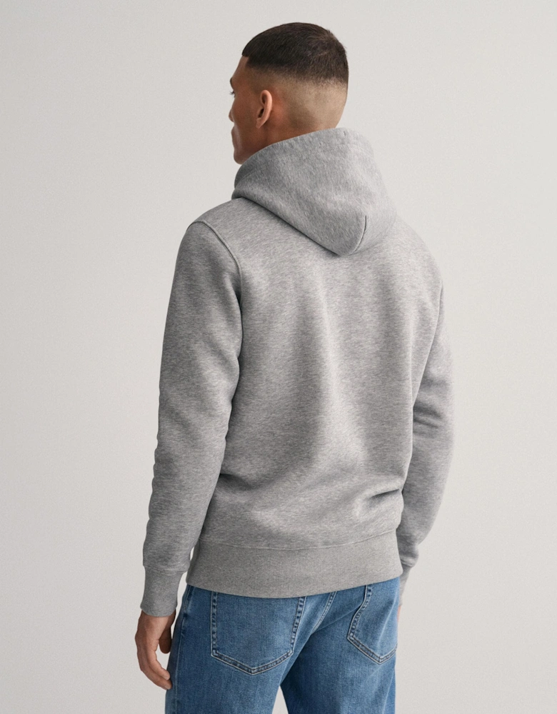 Mens Regular Fit Shield Logo Pullover Hoodie - 93 Grey Melange