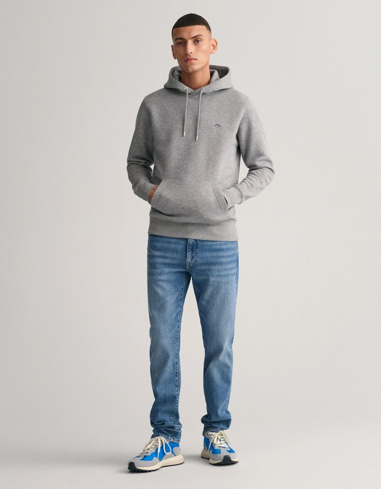 Mens Regular Fit Shield Logo Pullover Hoodie - 93 Grey Melange