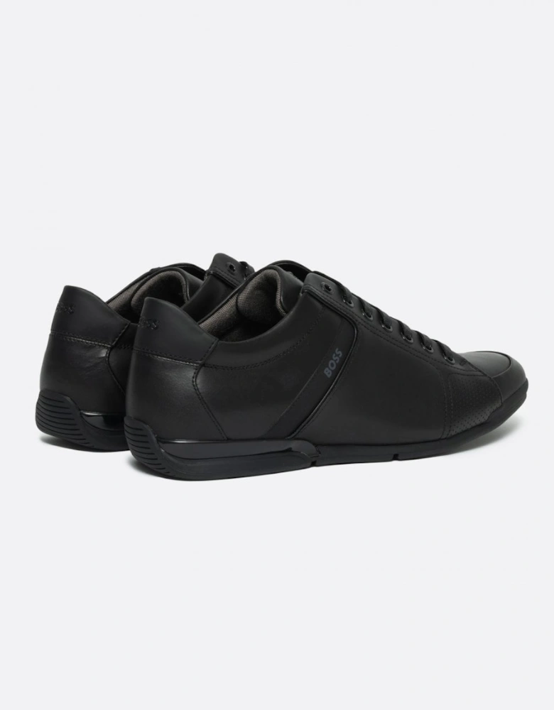 BOSS Orange Saturn Mens Low Profile Leather Trainers With Odour-Control Lining NOS - Black 001