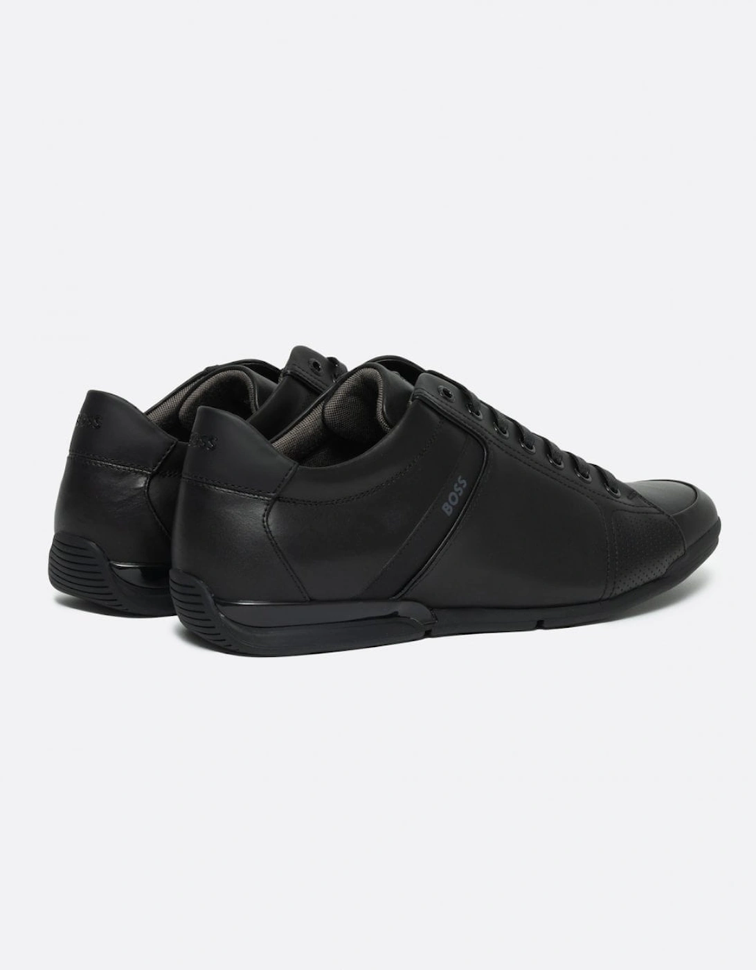 BOSS Orange Saturn Mens Low Profile Leather Trainers With Odour-Control Lining NOS - Black 001