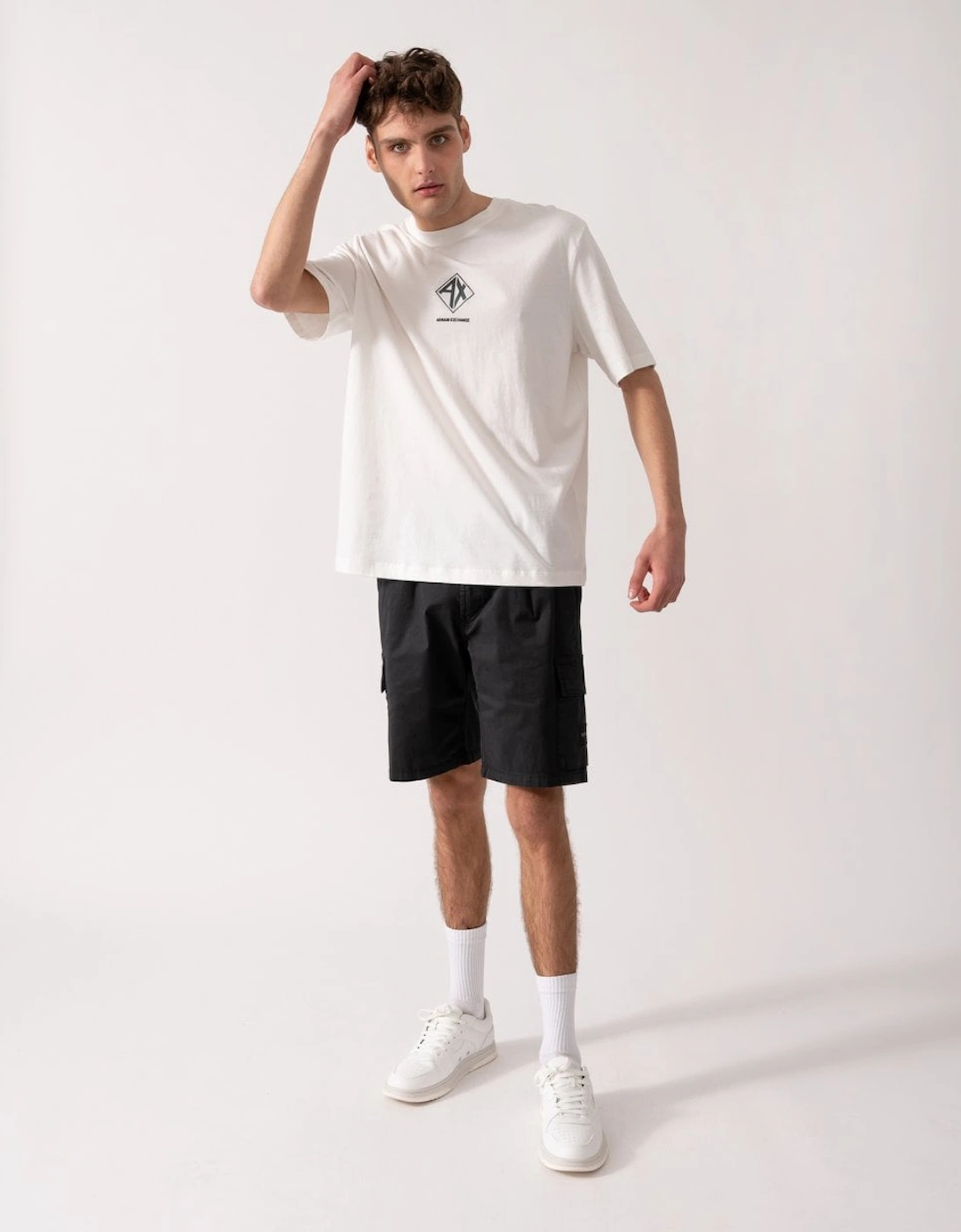 Mens AX Diamond Logo T-Shirt - Off White U0009