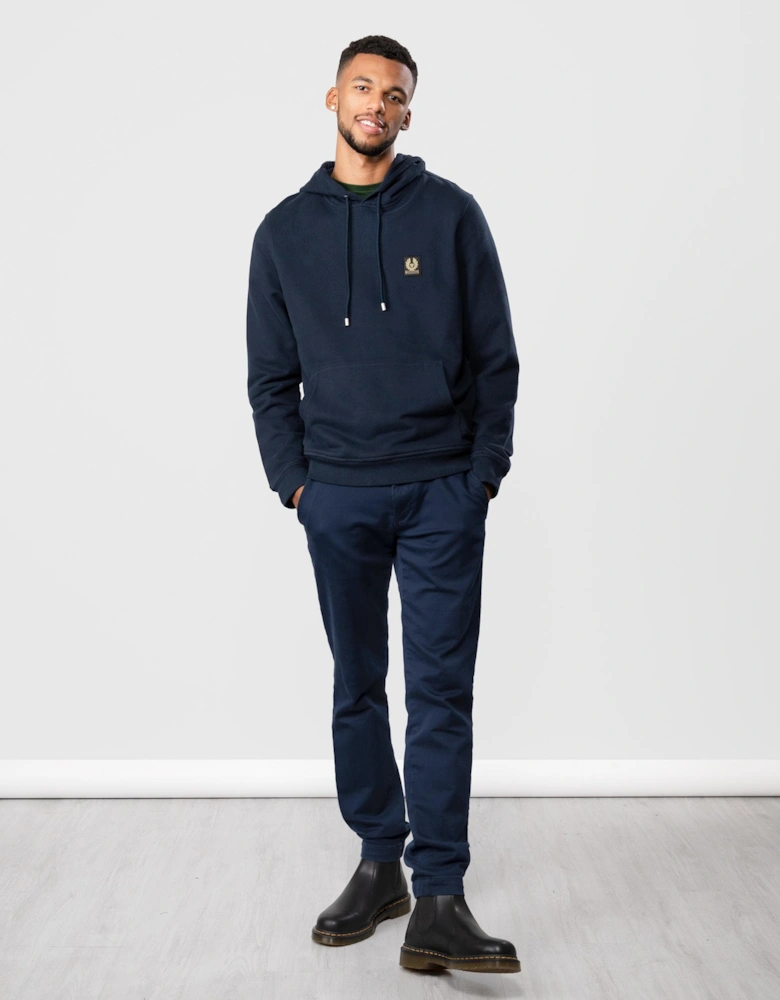 Mens Pullover Logo Patch Hoodie - Dark Ink