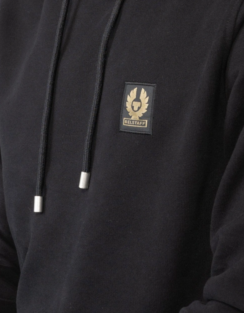 Mens Pullover Logo Patch Hoodie - Black