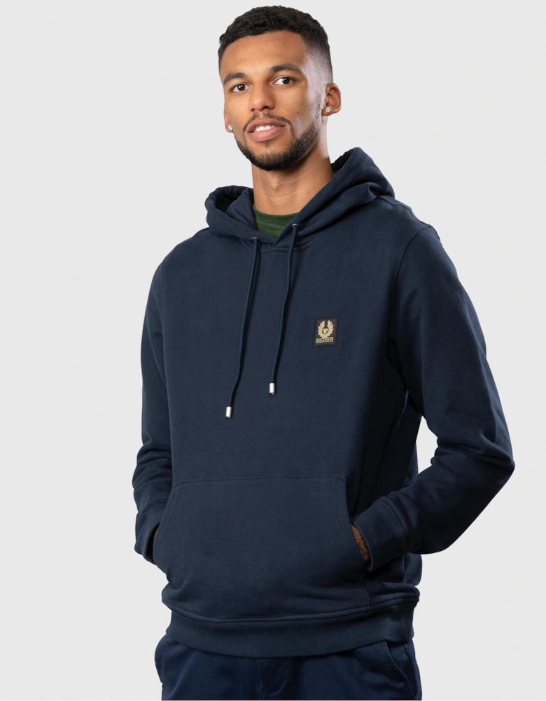 Mens Pullover Logo Patch Hoodie - Dark Ink