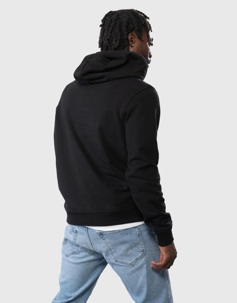 Mens Pullover Logo Patch Hoodie - Black