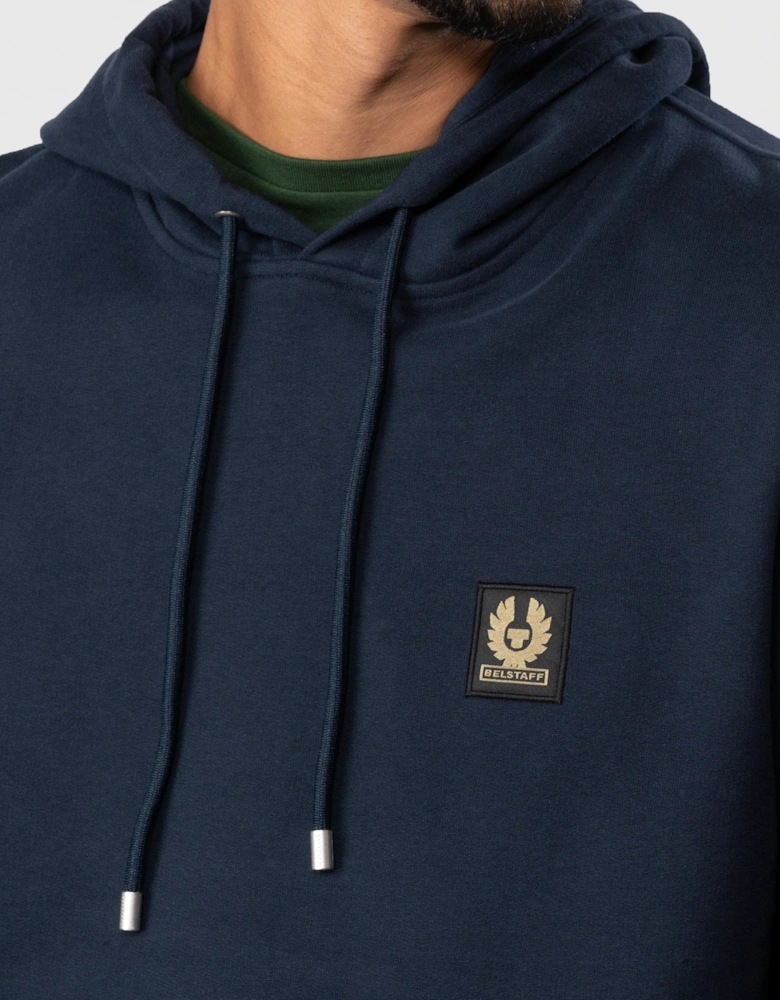 Mens Pullover Logo Patch Hoodie - Dark Ink