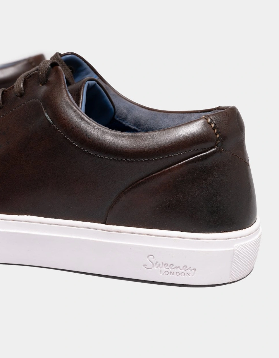 Hayle Antiqued Calf Leather Mens Trainers - Brown