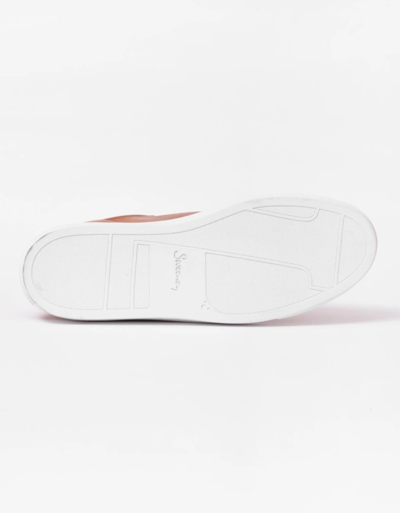 Hayle Antiqued Calf Leather Mens Trainers - Cognac