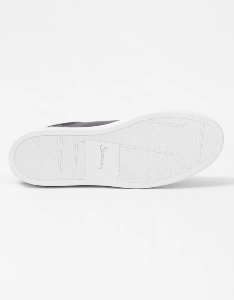 Hayle Antiqued Calf Leather Mens Trainers - Navy