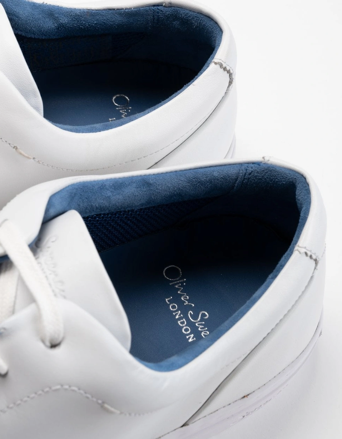 Hayle Antiqued Calf Leather Mens Trainers - White