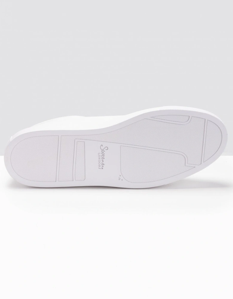 Hayle Antiqued Calf Leather Mens Trainers - White