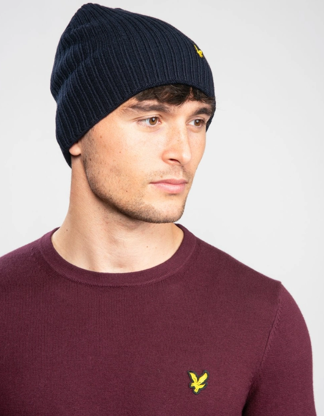 Lyle & Scott Knitted Ribbed Beanie - Z271 Dark Navy