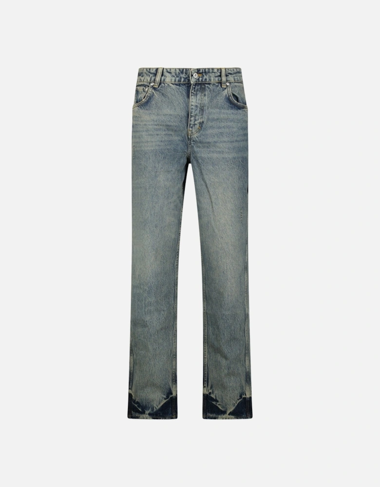 R2 Straight Leg Denim Jeans Mid Blue