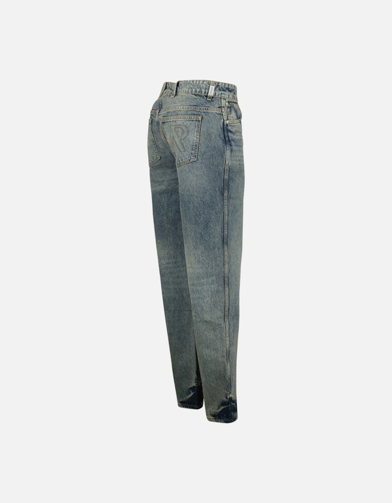 R2 Straight Leg Denim Jeans Mid Blue