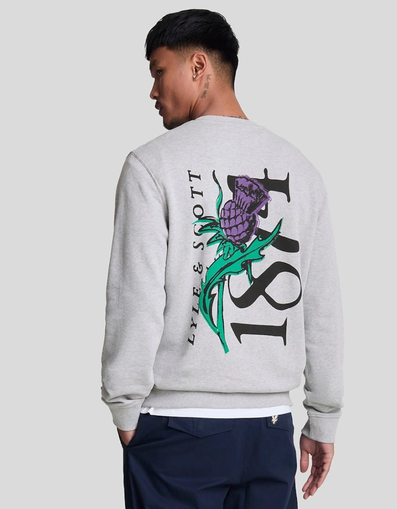 Thistle Flora Printed Crewneck Sweatshirt