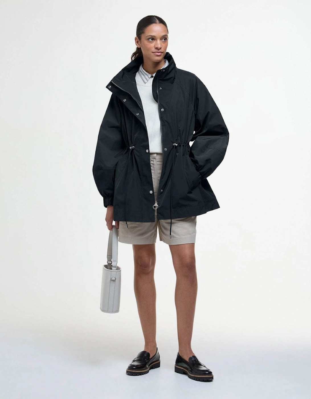 Suri Womens Showerproof Jacket - Black/Safari Dress Tartan