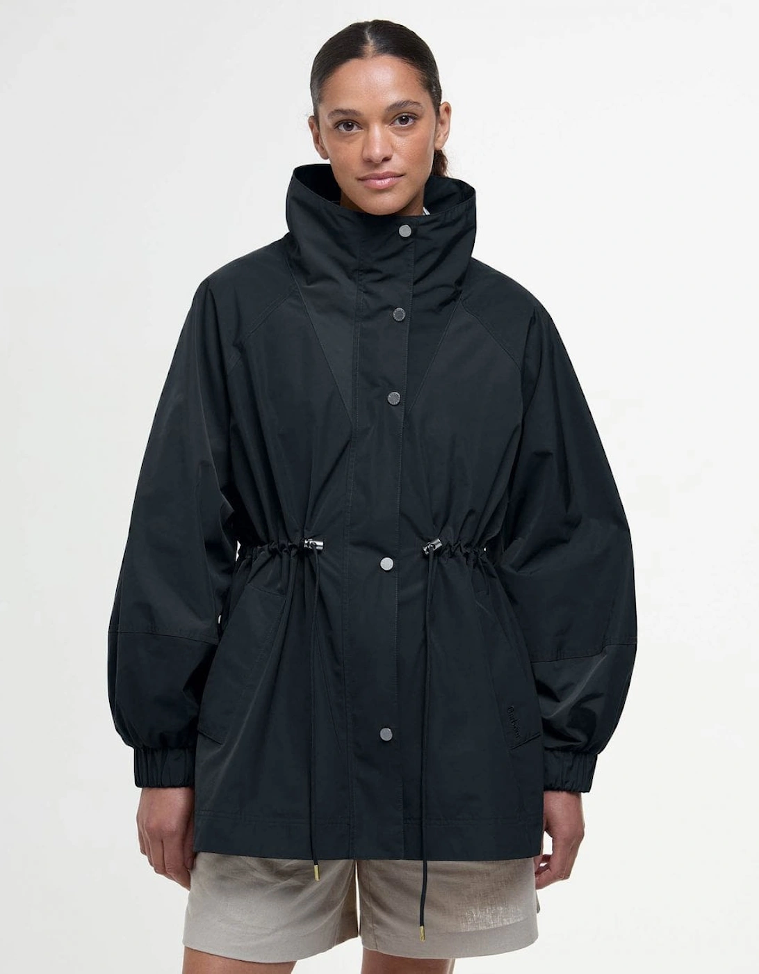 Suri Womens Showerproof Jacket - Black/Safari Dress Tartan, 8 of 7