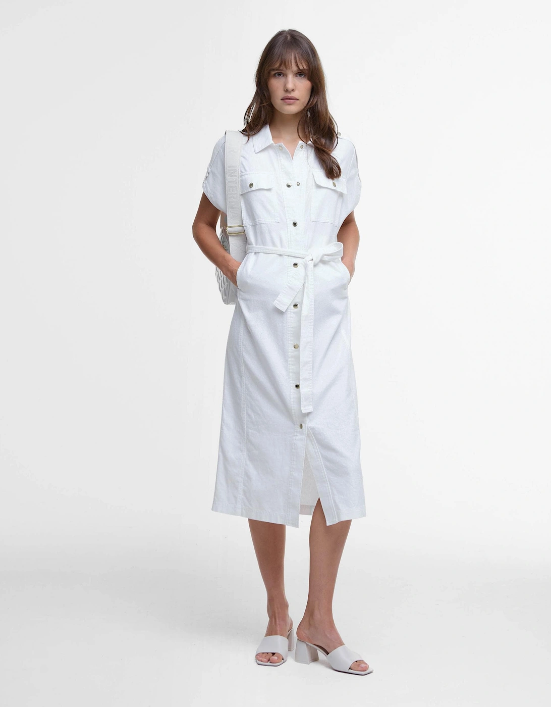 Harlow Womens Midi Dress - White, 8 of 7