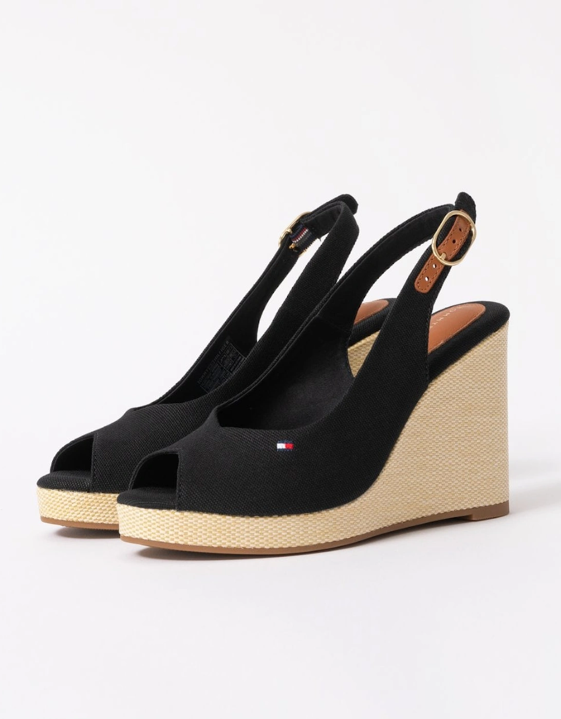 Womens Flag Slingback Wedge  Espadrille - Black, 8 of 7