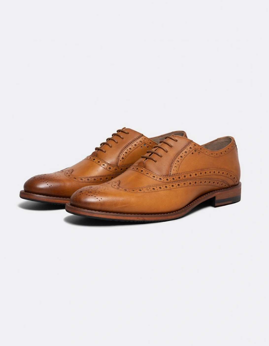 Ledwell Mens Wing Tip Oxford Brogues - Light Tan, 7 of 6