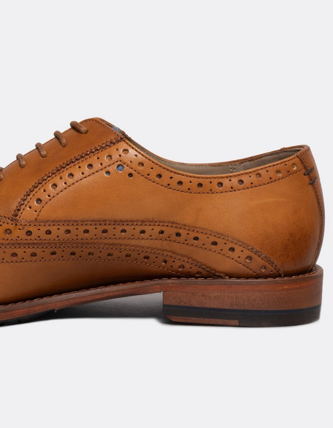 Ledwell Mens Wing Tip Oxford Brogues - Light Tan