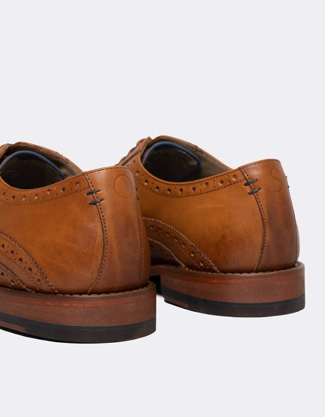 Ledwell Mens Wing Tip Oxford Brogues - Light Tan