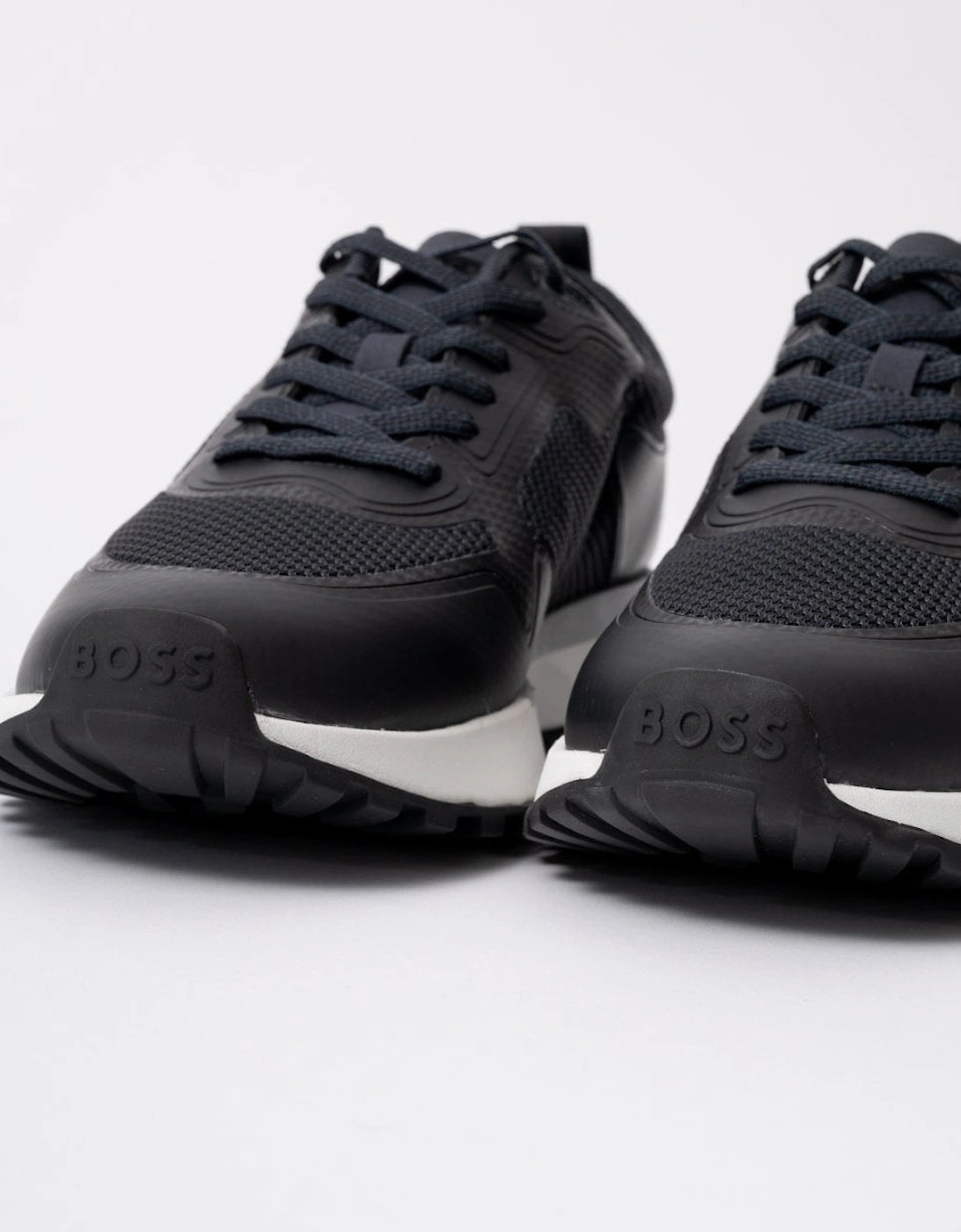 BOSS Orange Jonah Mixed-Material Trainers with Mesh Details and Branding - Dark Blue 406