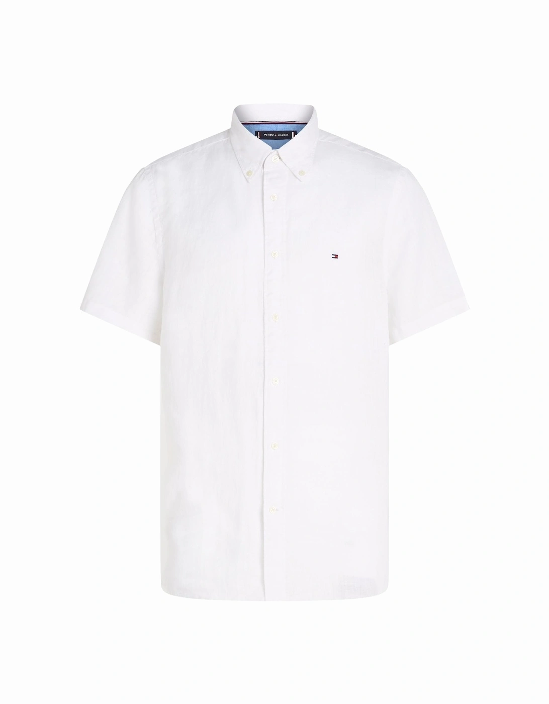Pigment Dyed Linen Short Sleeve Mens Shirt - Optic White