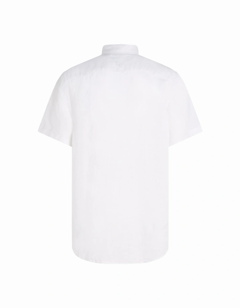Pigment Dyed Linen Short Sleeve Mens Shirt - Optic White