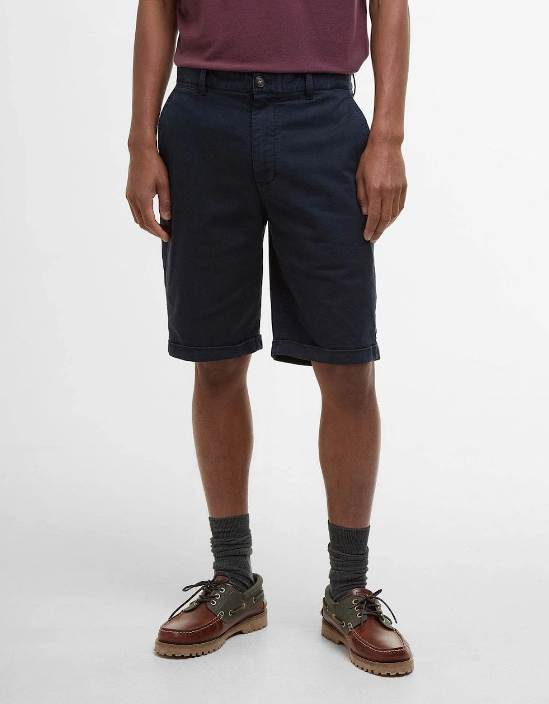 Mens Washed Twill Chino Shorts - Dark Navy, 7 of 6