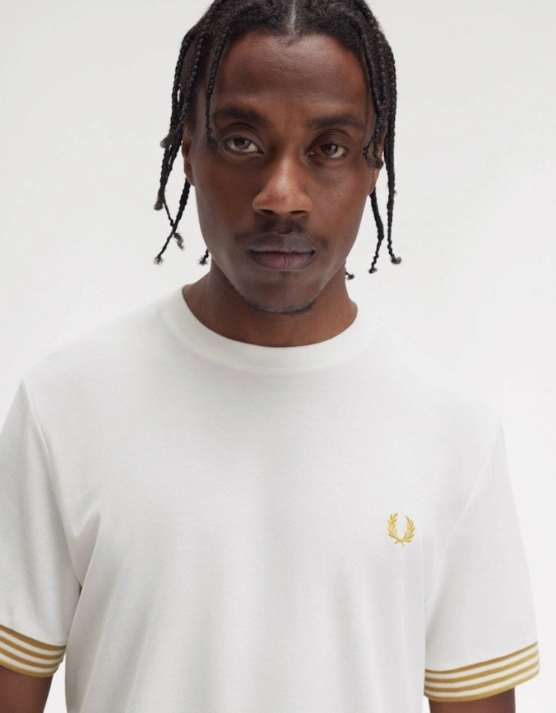 Mens Striped Cuff T-Shirt - Snow White 129